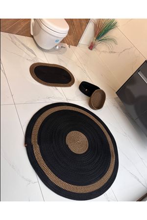 40x60 -80x80 2 Paspas 2 Sepetli Banyo Takım Jüt Gold Kırçıllı Hediyelik Çeyizlik Banyo Takımı