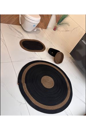 40x60 -80x80 2 Paspas 2 Sepetli Banyo Takım Jüt Gold Kırçıllı Hediyelik Çeyizlik Banyo Takımı